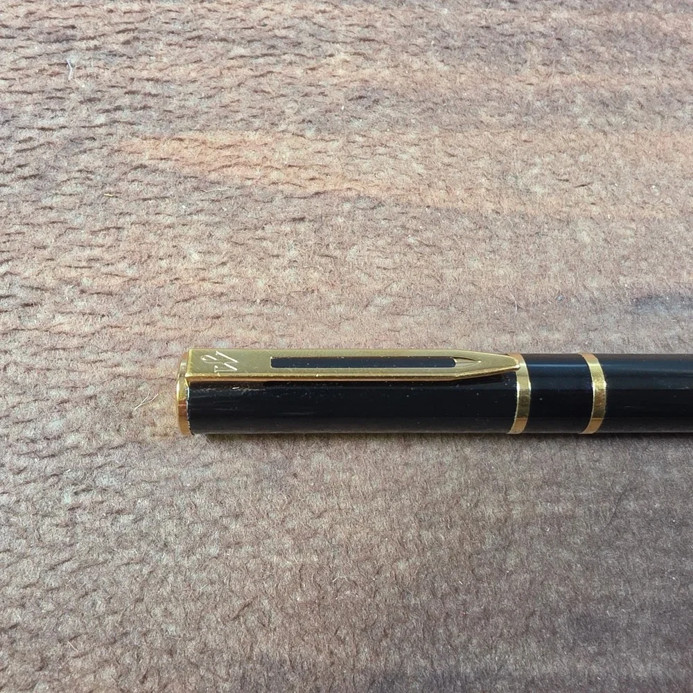 Waterman Fountain Pen Black Gold Good Fine Nib Paris France Boxed